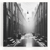 Large black and white abstract art on stretched canvas, ideal for kitchen wall decor.