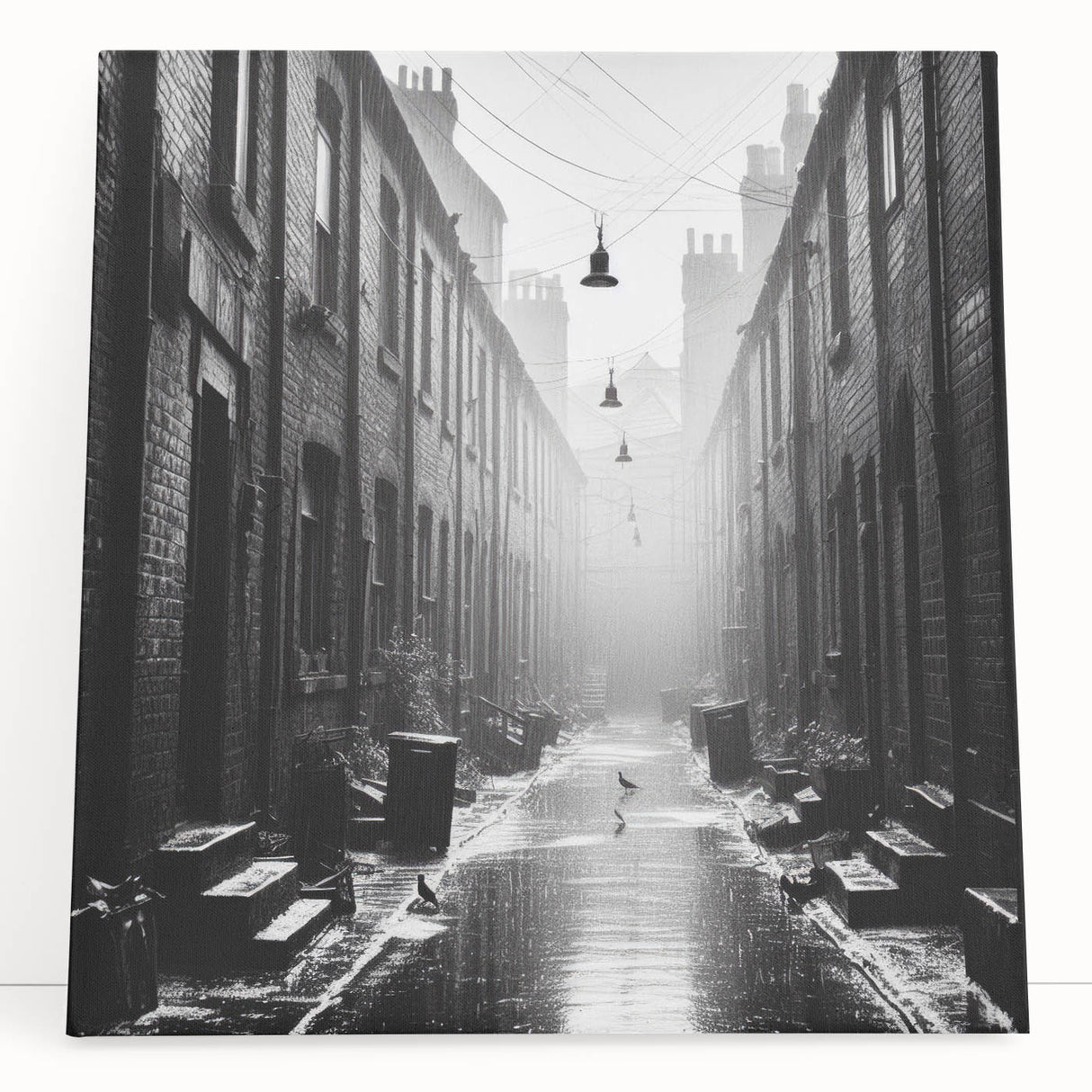 Large black and white abstract canvas art, featuring dynamic brush strokes, ideal for kitchen wall art or bedroom ambiance.
