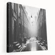 Large abstract canvas art in blue and white tones, suitable for kitchen wall decor.