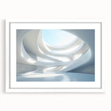 Extra large abstract art print with textured design in neutral shades, displayed in a white frame.
