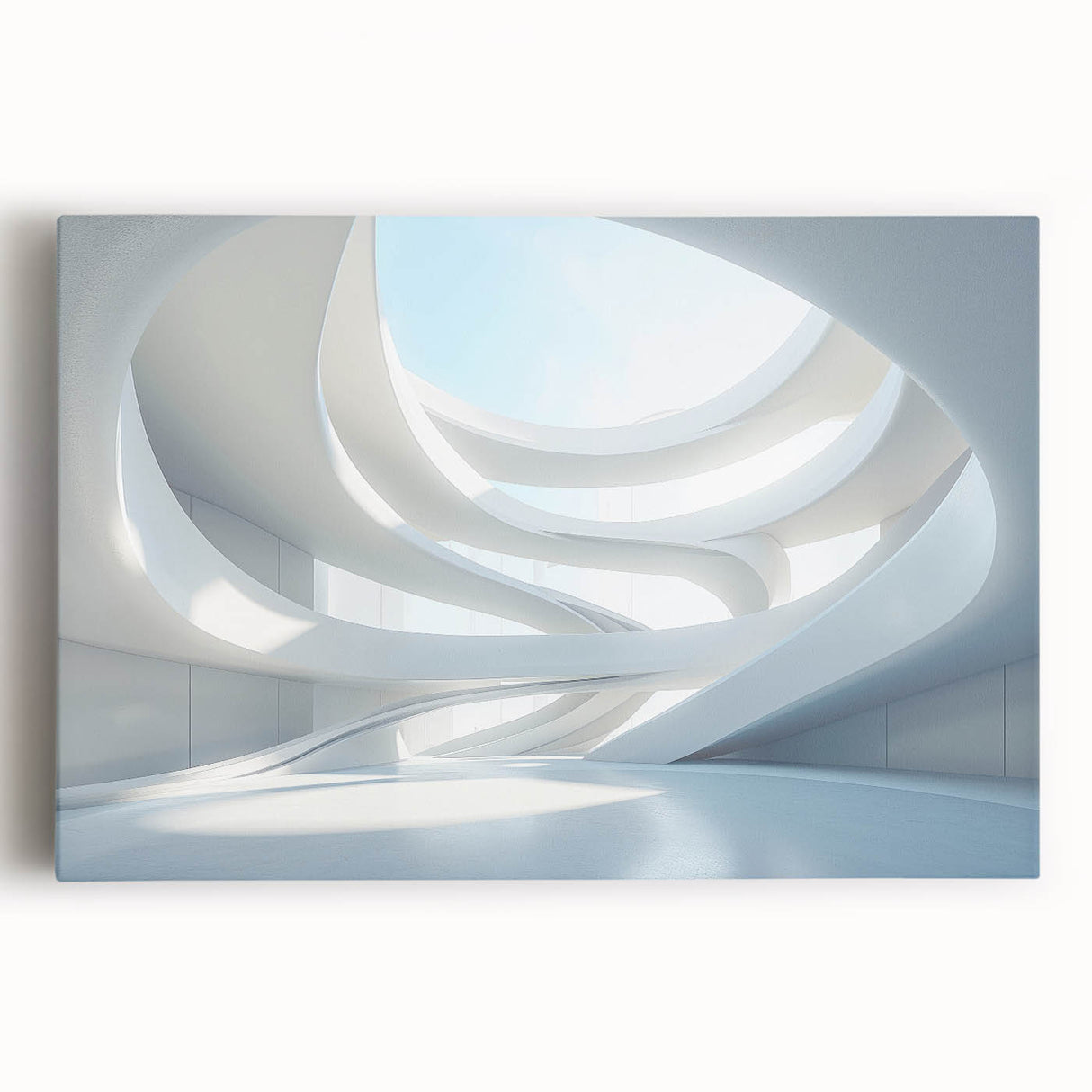 Large black and white abstract print on stretched canvas, ideal for kitchen wall art.