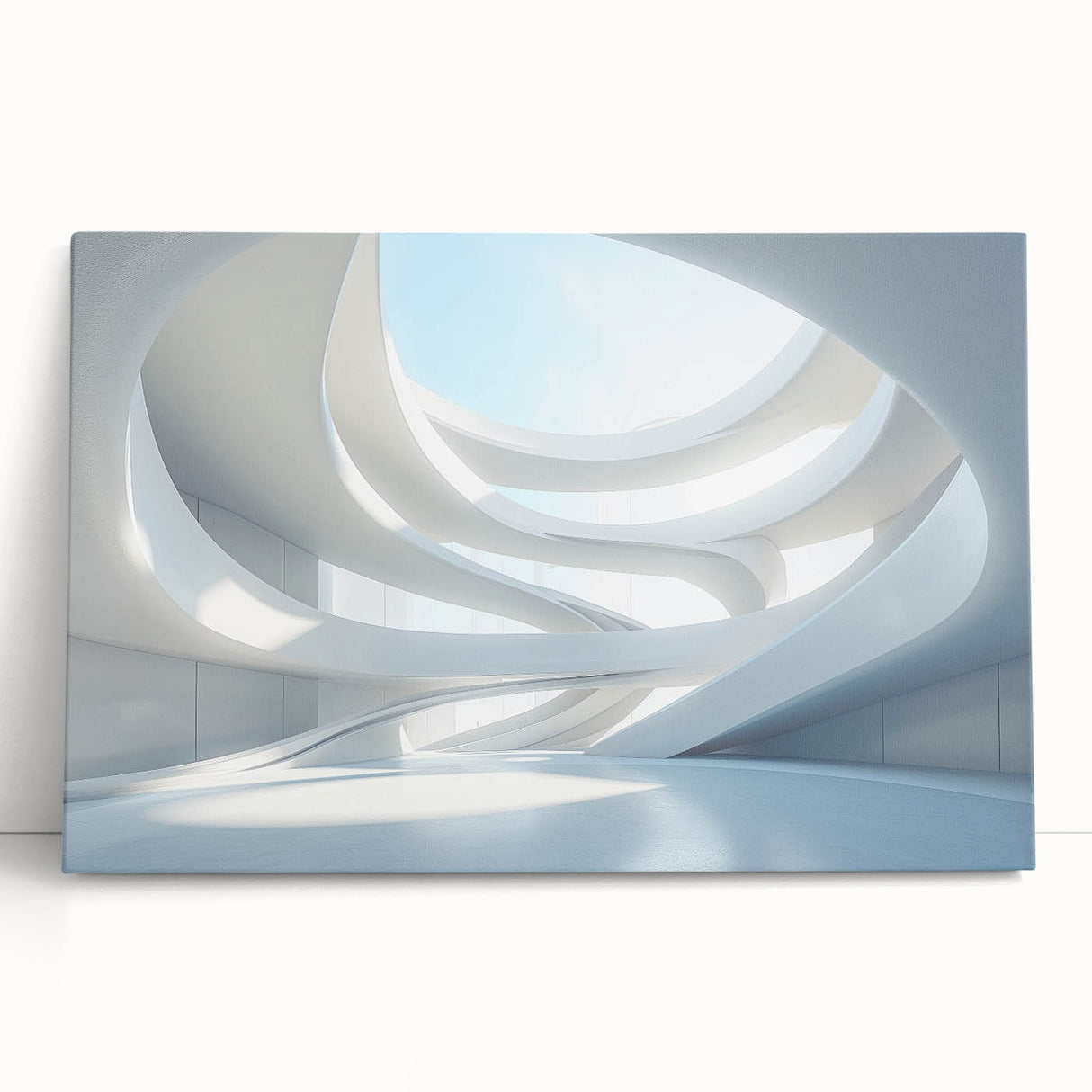 Large black and white abstract print on stretched canvas, ideal for kitchen wall art or bedroom ambiance.
