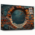 Large abstract wall art on acrylic glass featuring swirling blue and gray tones, suitable for dining room or bedroom decor.