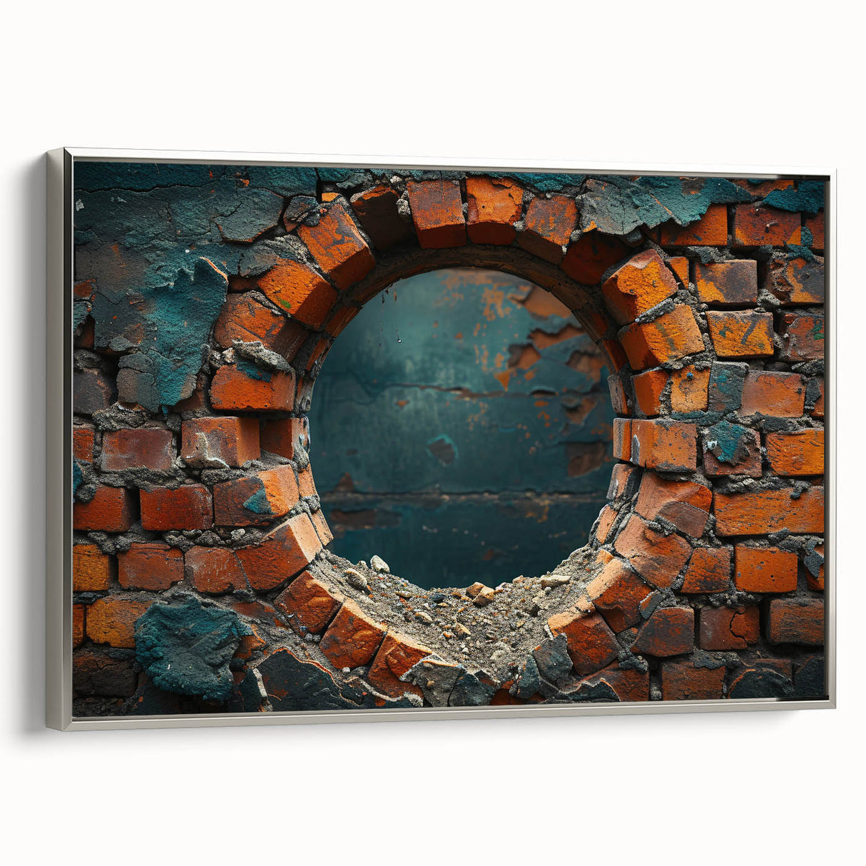 Framed canvas landscape painting depicting a colorful vintage poster art scene.
