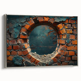 Framed canvas landscape painting depicting a colorful vintage poster art scene.