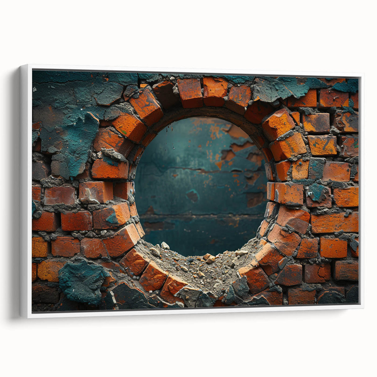 Vintage poster art on framed canvas featuring colorful abstract design, ideal for living room decor.