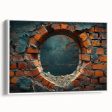Vintage poster art on framed canvas featuring colorful abstract design, ideal for living room decor.