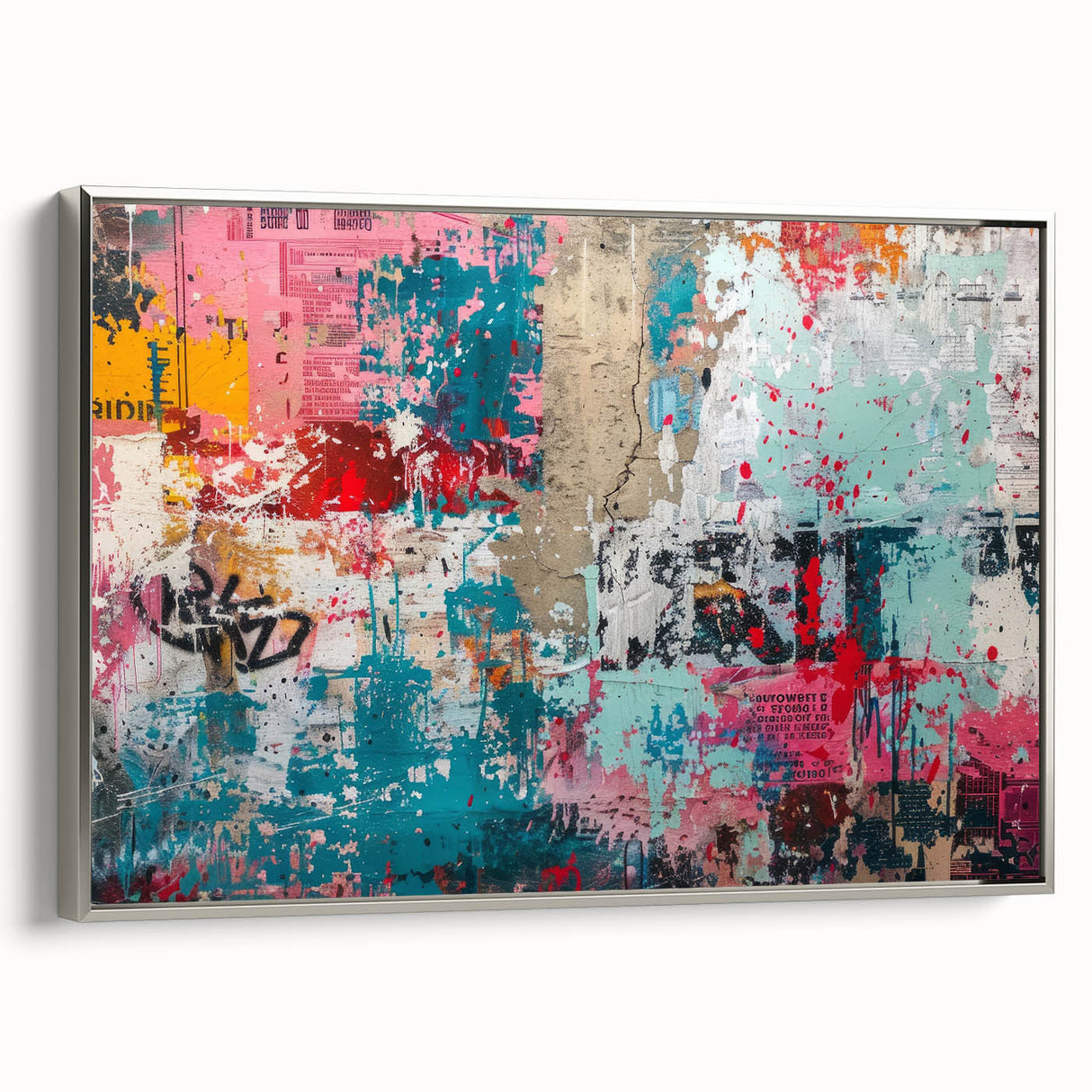 Framed canvas landscape painting with muted earth tones, ideal for adding a vintage touch to any room.