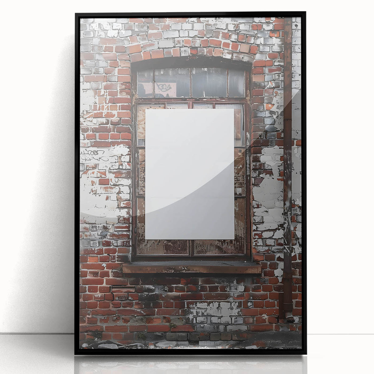 Large abstract wall art in mid-century modernist style, featuring swirling blue and gray tones on framed acrylic.
