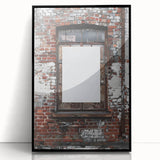 Large abstract wall art in mid-century modernist style, featuring swirling blue and gray tones on framed acrylic.