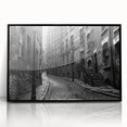 Large abstract wall art featuring swirling blue and white patterns on a black acrylic print.