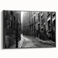 Black and white landscape painting on framed canvas, featuring a serene mountain scene, ideal for bedroom wall decor.