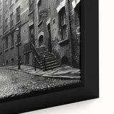 Extra large black wall art on framed canvas featuring colorful, textured abstract patterns, ideal for living room decor.