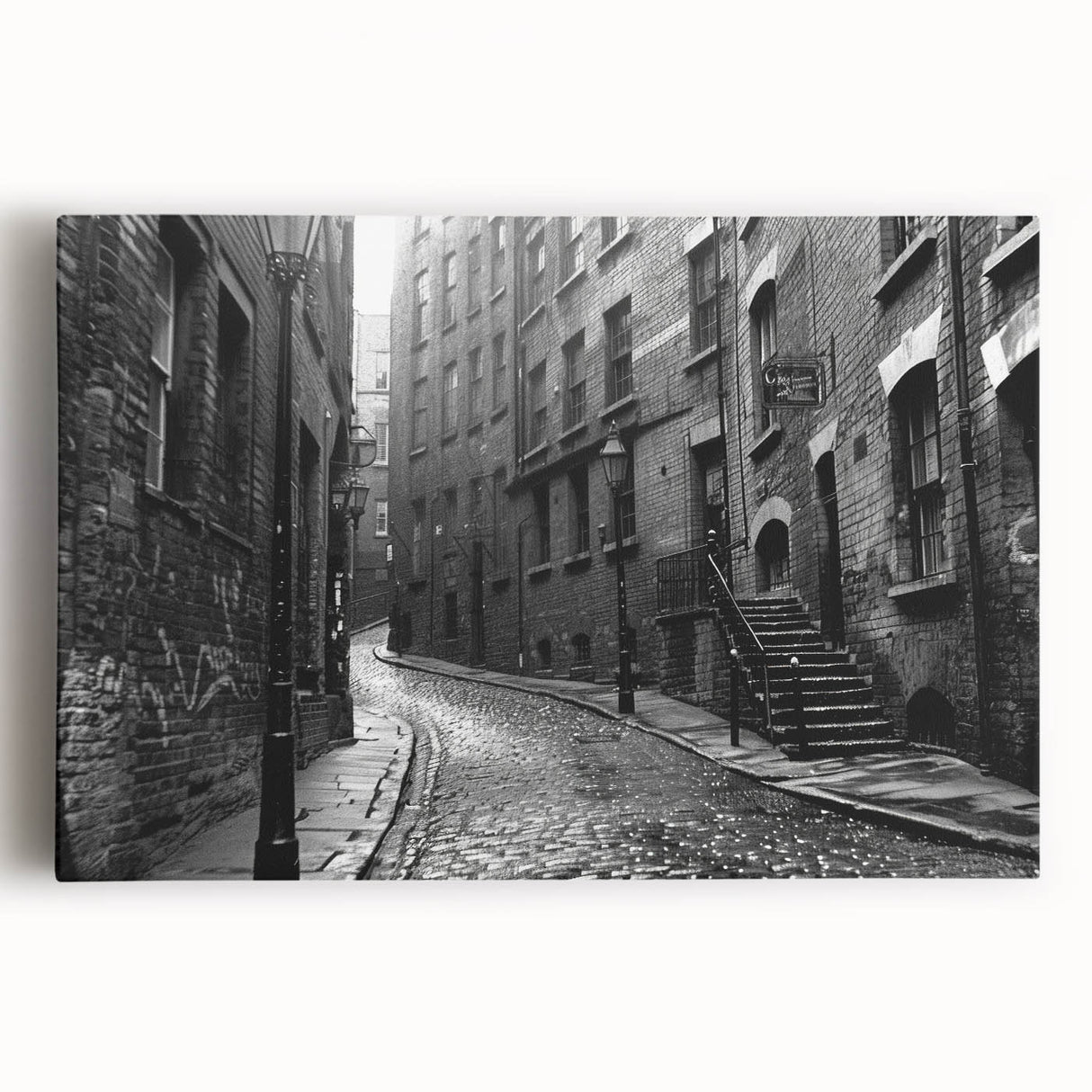Large black and white abstract art on stretched canvas, ideal for kitchen wall art.