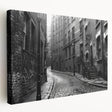 Large abstract art on stretched canvas featuring swirling blue and gray tones, ideal for kitchen wall decor.
