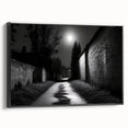 Framed canvas featuring a black and white landscape painting, ideal for bedroom wall decor.