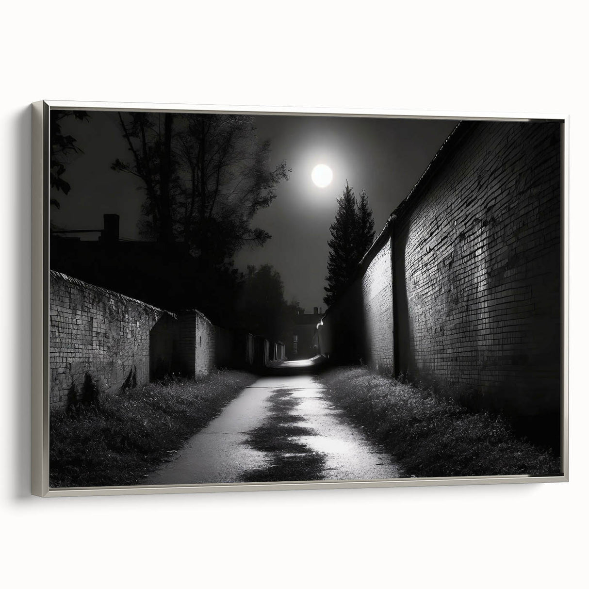 Framed canvas of a vintage landscape painting featuring colorful art in a black frame, ideal for living room decor.