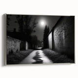 Framed canvas of a vintage landscape painting featuring colorful art in a black frame, ideal for living room decor.