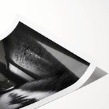 Extra large wall art featuring line art flowers in black on white, rolled canvas, suited for large living room spaces.