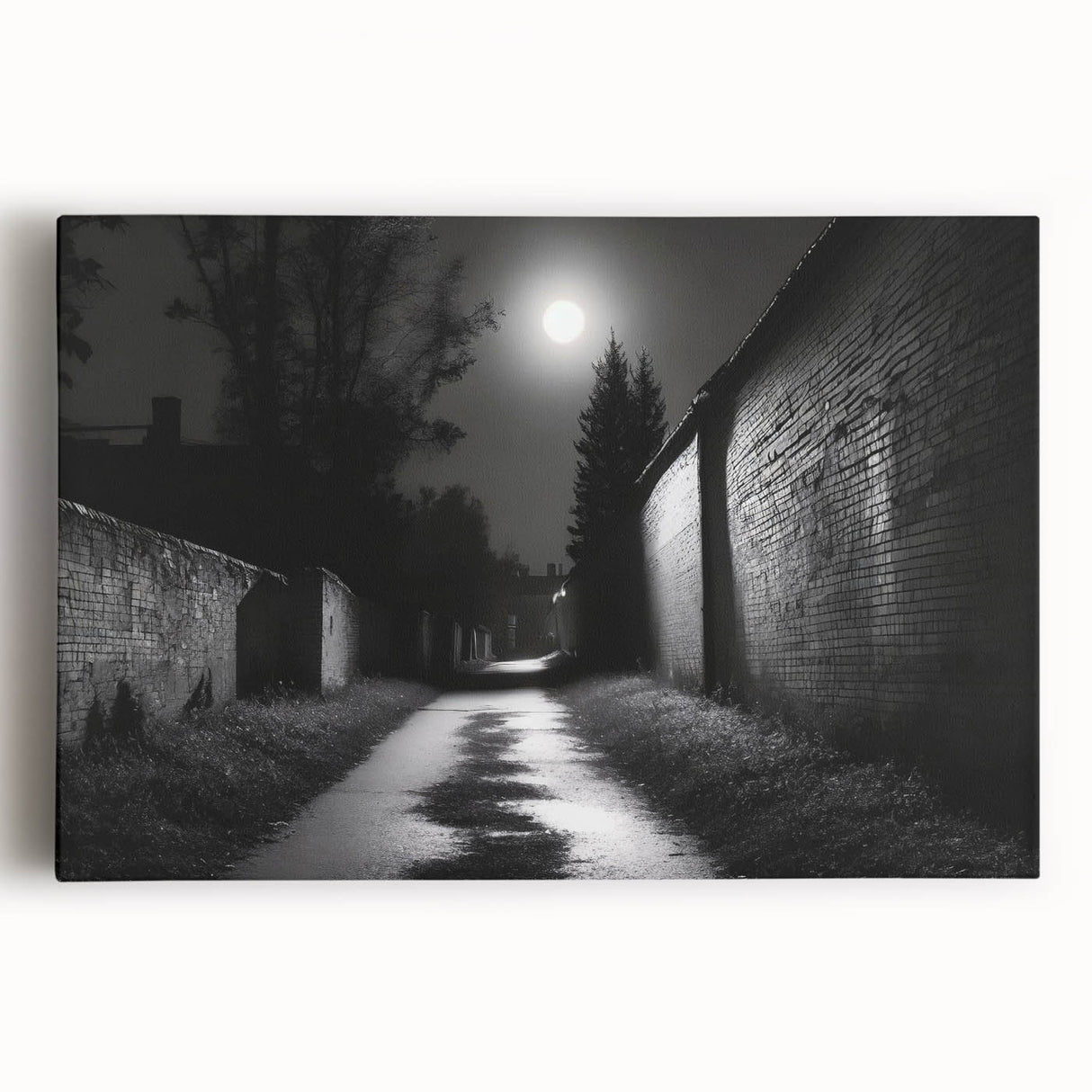 Black and white abstract design on large stretched canvas, suitable for kitchen wall art.