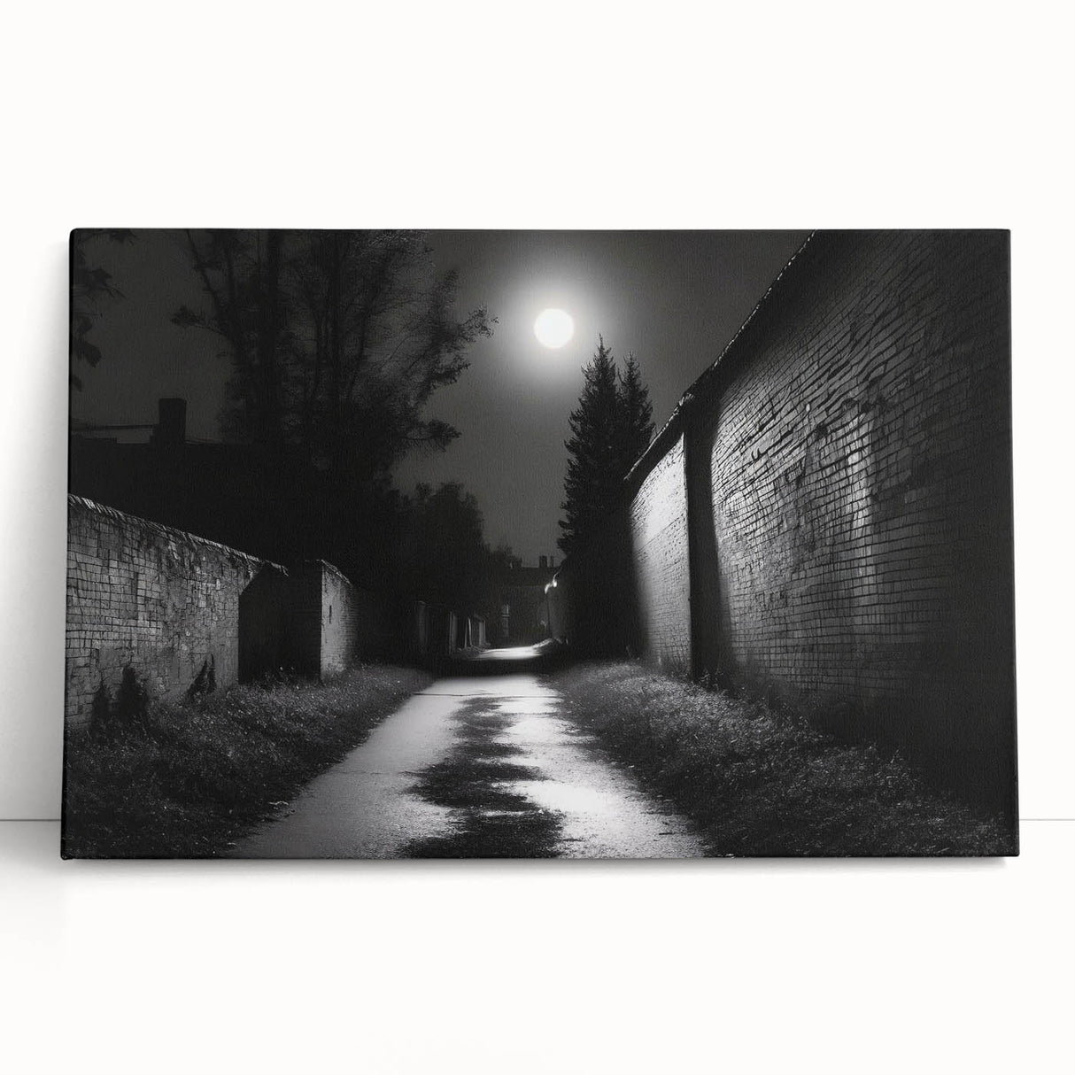 Black and white photo of a cityscape on a large stretched canvas, ideal for kitchen wall art or bedroom decor.