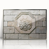 Mid-century modernist art in muted earth tones on a framed acrylic, ideal for nursery wall decor.