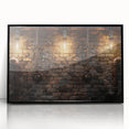 Large abstract wall art in mid-century modernist style, featuring swirling blue and gray tones on a framed acrylic print.