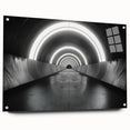 Large abstract wall art in blues and greens on acrylic glass, ideal for modern bedroom or dining room decor.