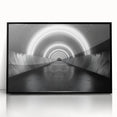 Large abstract wall art featuring swirling blue and gray tones on a framed acrylic print, ideal for modern living room decor.