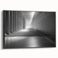 Black and white landscape painting on framed canvas, featuring a serene river scene, ideal for bedroom wall art.