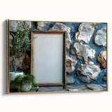 Framed canvas wall art depicting a serene landscape, in muted earth tones, ideal for bedroom decor.