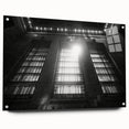 Large abstract wall art in blue and silver hues on acrylic glass, ideal for modern bedroom or dining room decor.