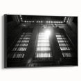 Black and white landscape art painting on framed canvas, featuring a serene tree scene, suitable for bedroom wall decor.