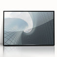 Large abstract wall art on acrylic, featuring swirls of blue and gray, framed, ideal for modern art wall decor.
