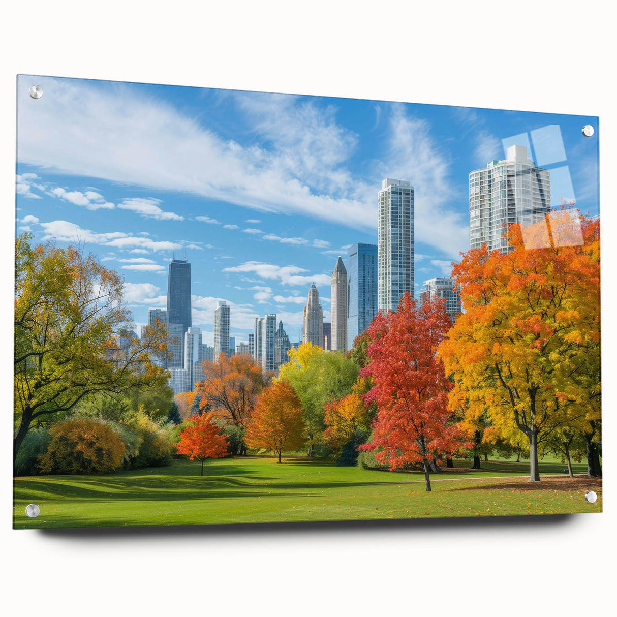 Large abstract wall art of a cityscape in muted gray and blue tones on canvas, suitable for bedroom or dining room decor.