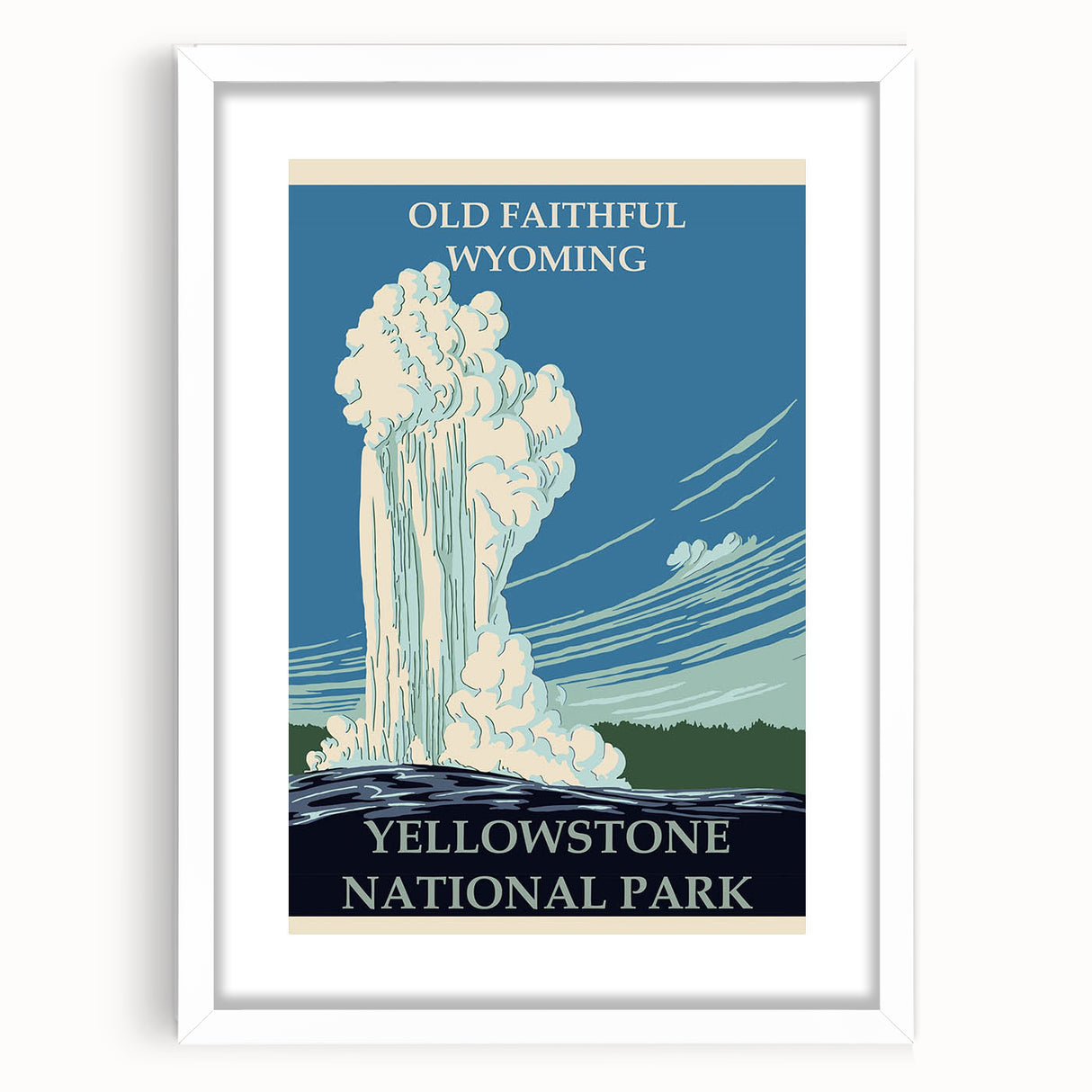 Vintage Yellowstone Old Faithful Poster - Retro National Park Art