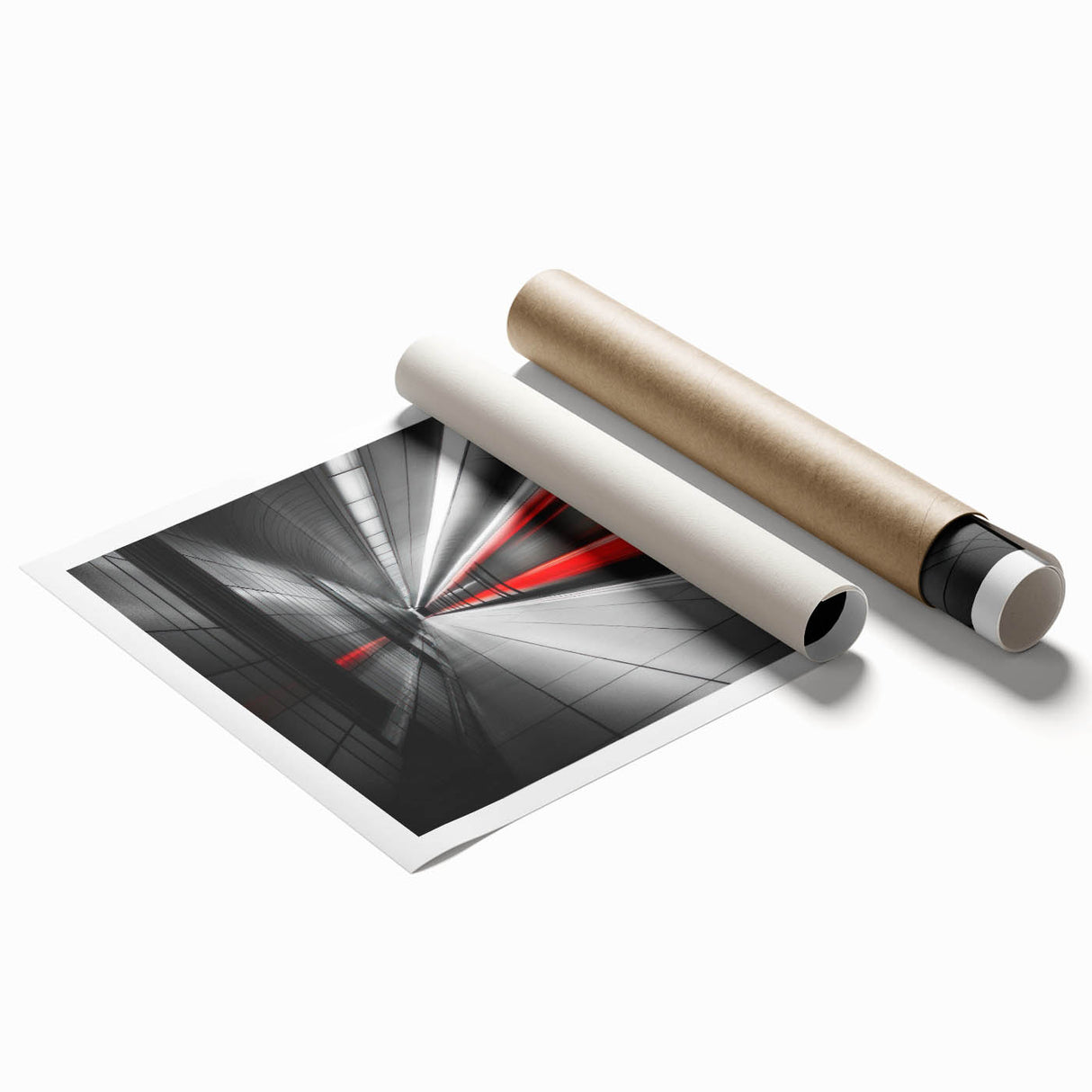 Minimalist Urban Landscape Wall Art – Modern Red Motion Print