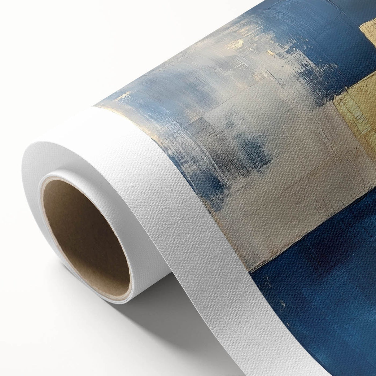 Moody Modern Wall Art – Navy Blue & Gold Abstract Canvas Painting