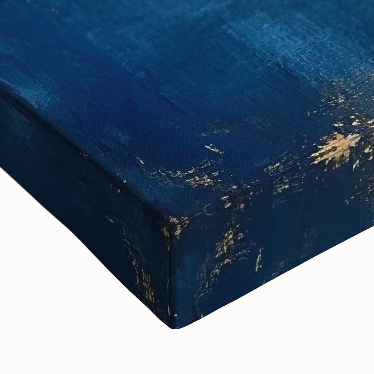Moody Modern Wall Art – Navy Blue & Gold Abstract Canvas Painting