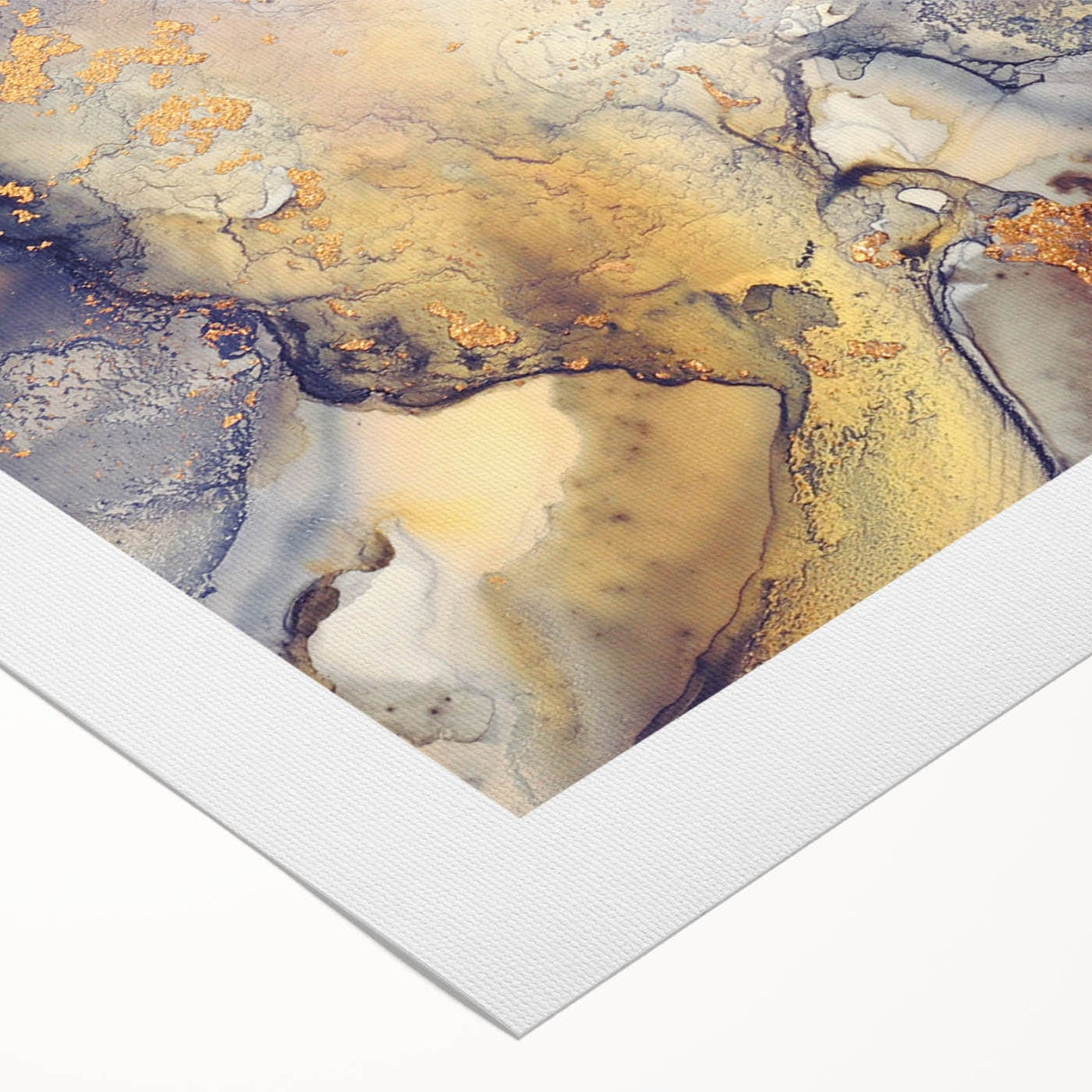 Contemporary Fluid Art Pieces – Gold & Gray Ink Swirl Canvas
