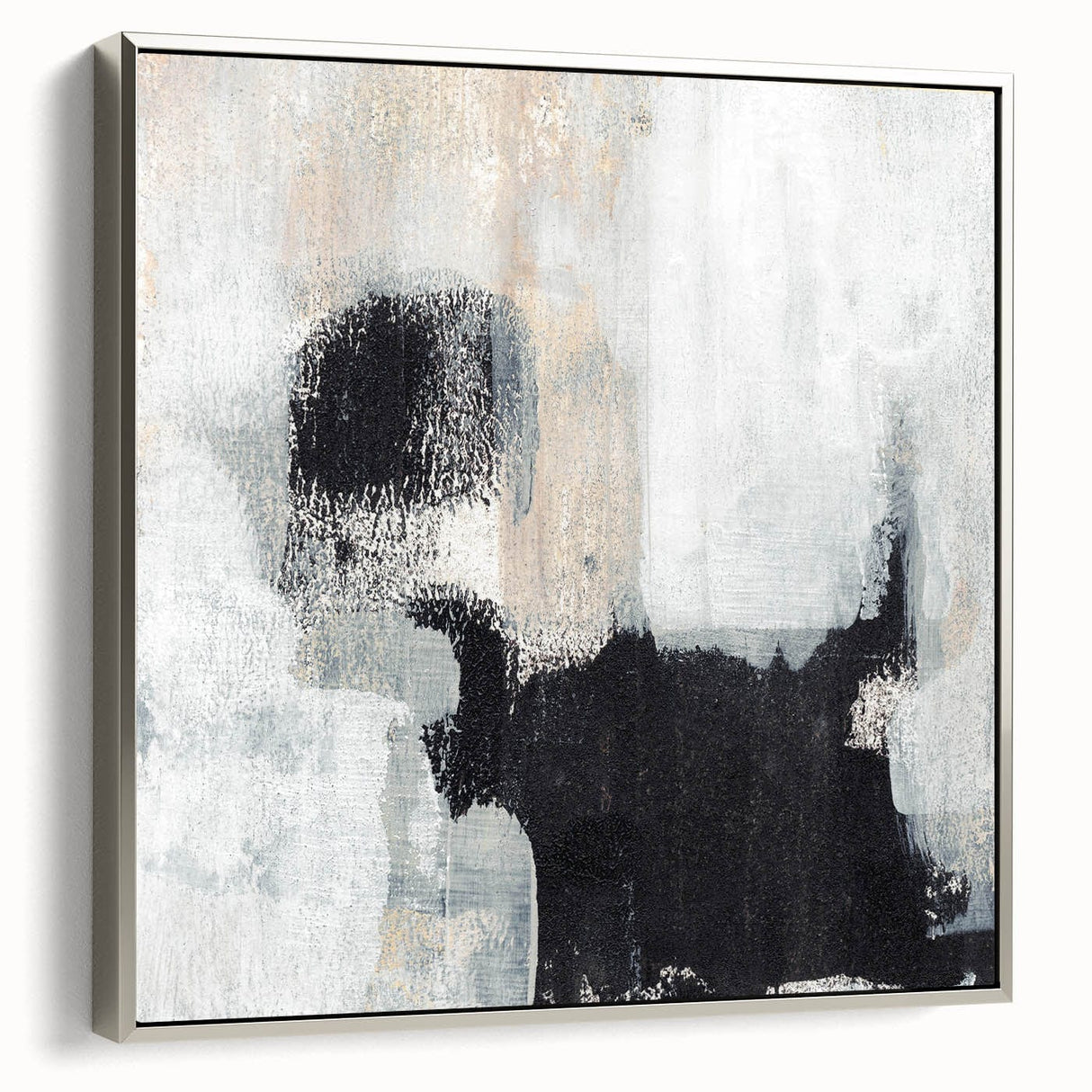 Earthen Harmony Abstracts - Textured Black & Beige Abstract Wall Art