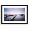 Peaceful Scenery Framed Art – Rustic Wooden Dock at Dusk