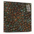 Textured Acrylic Wall Art – Industrial Circles in Bronze and Teal
