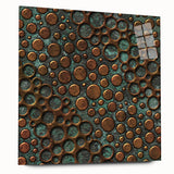 Textured Acrylic Wall Art – Industrial Circles in Bronze and Teal