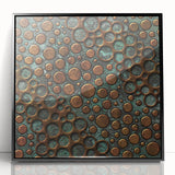 Textured Acrylic Wall Art – Industrial Circles in Bronze and Teal