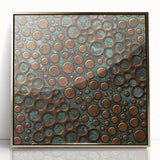 Textured Acrylic Wall Art – Industrial Circles in Bronze and Teal