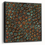 Textured Acrylic Wall Art – Industrial Circles in Bronze and Teal