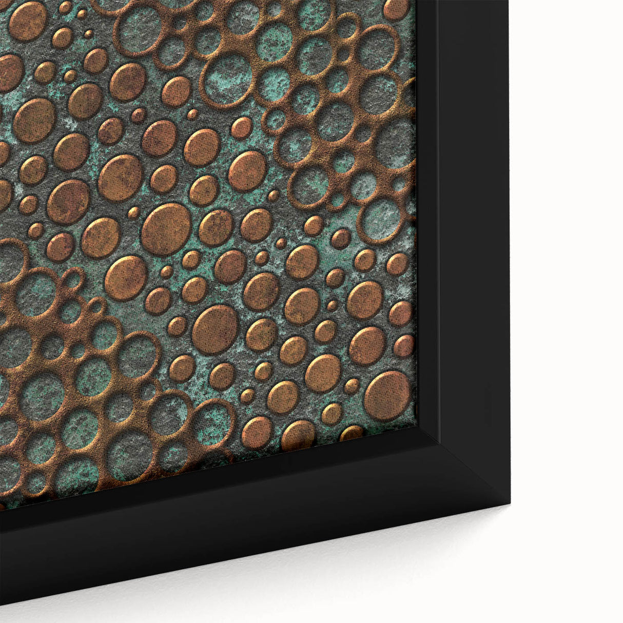 Textured Acrylic Wall Art – Industrial Circles in Bronze and Teal