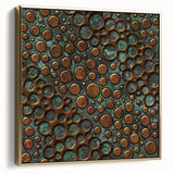 Textured Acrylic Wall Art – Industrial Circles in Bronze and Teal