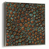 Textured Acrylic Wall Art – Industrial Circles in Bronze and Teal
